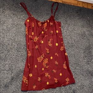 Burgundy Floral Dress from Urban Outfitters